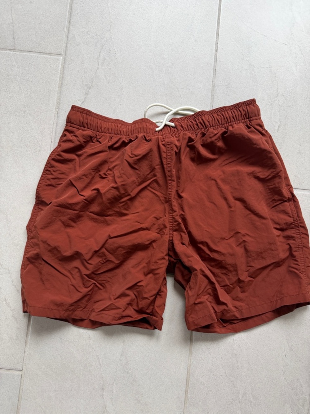 Goodfellow & Co Rust Brown Elastic-Waist Swim Shorts